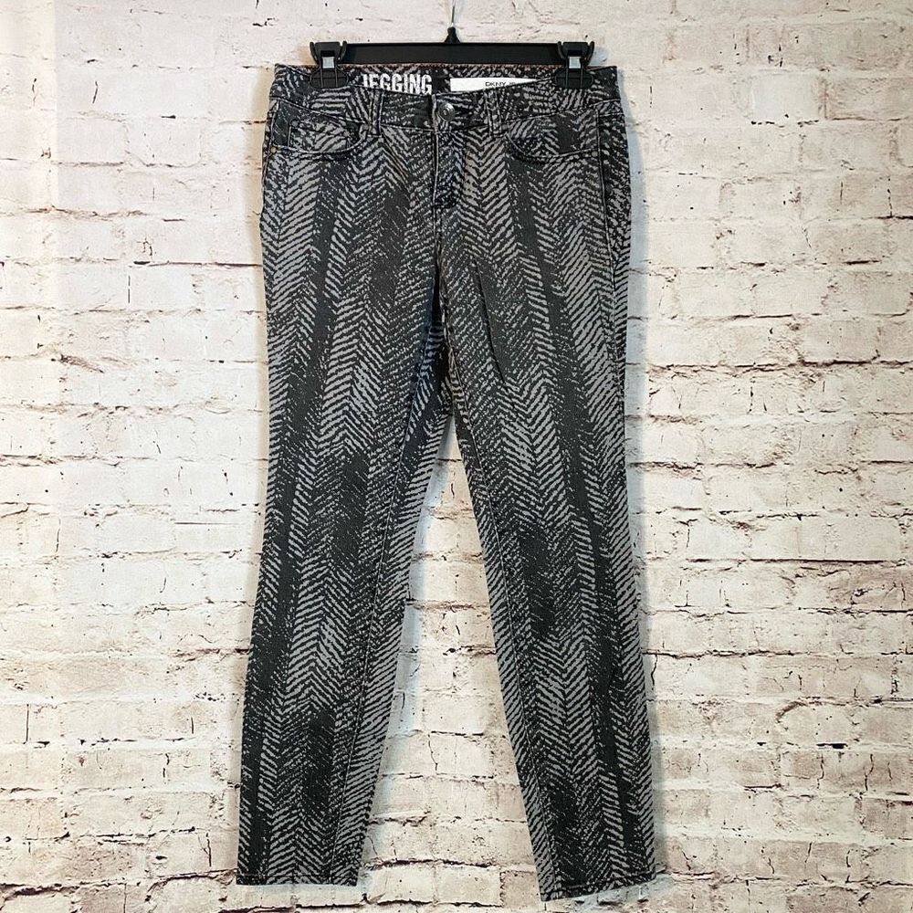 DKNY Jeans Jeggings Skinny Black Gray Patterned Mid Rise Women’s Size 4